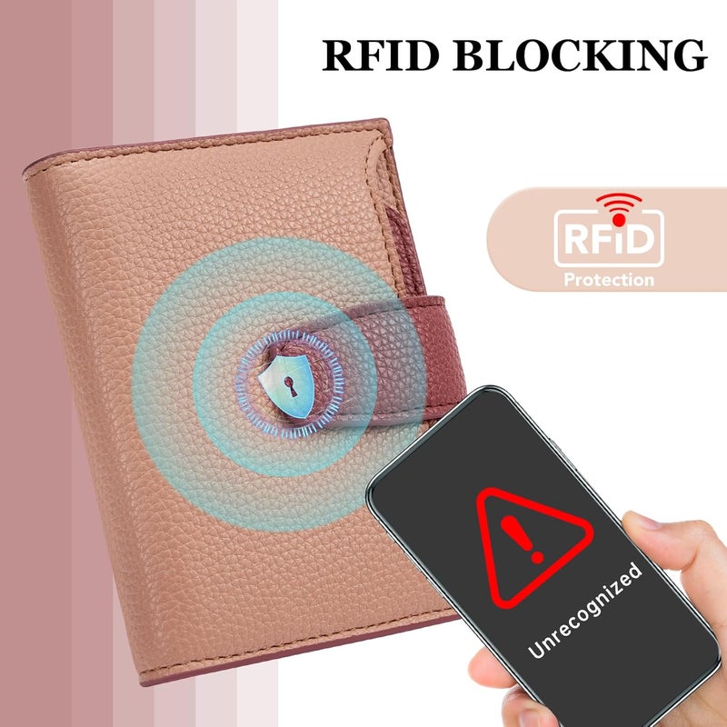 Airkit Small Wallet Women RFID Blocking Soft Leather Bifold Compact Card Holder Wallet for Women with Zipper Coin Pocket 4 ID Window - Image 5